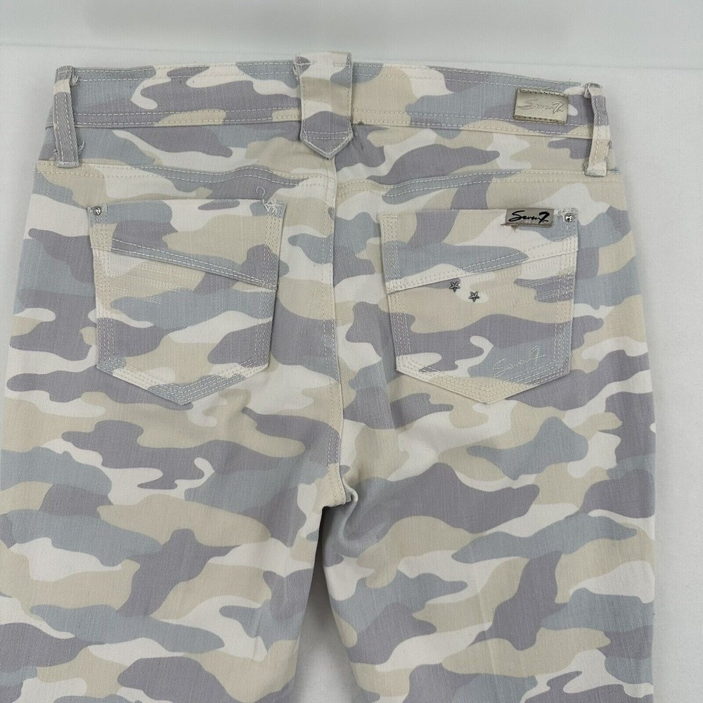 Seven7 Womens Camo Skinny Easy Fit Jeans Grey Beige Distressed Size 6 Casual - Picture 3 of 8